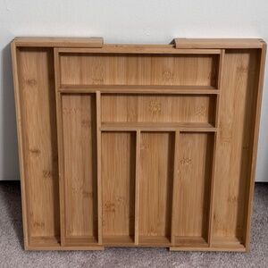 Expandable Bamboo Utensil Drawer Organizer for Kitchen Flatware or Bathroom